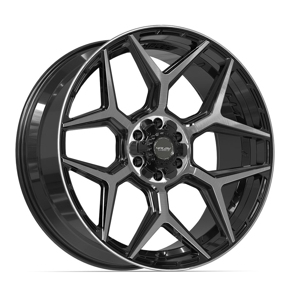 Set of 4 4Play 4P06 24x10 Gloss Black Brushed with Tinted Clear wheel, 6x135/6x139.7, +18mm offset