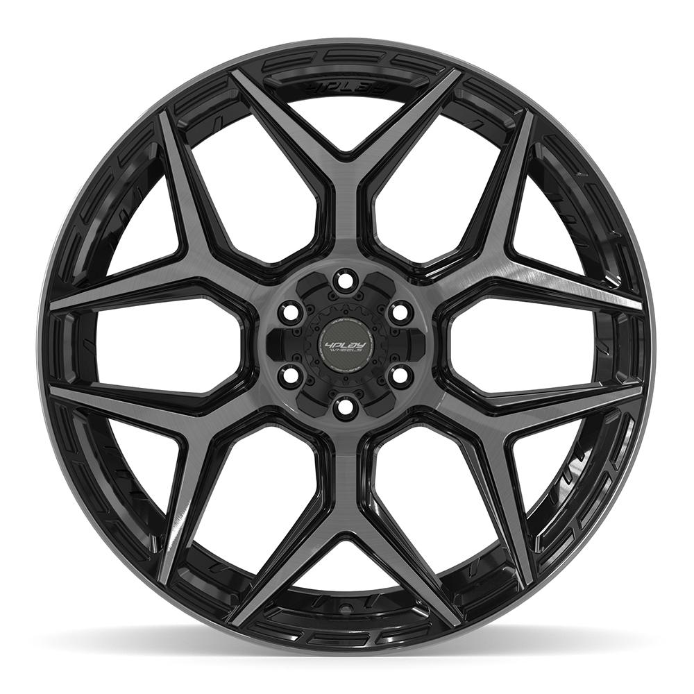 Set of 4 4Play 4P06 24x12 Gloss Black Brushed with Tinted Clear wheel, 6x135/6x139.7, -44mm offset