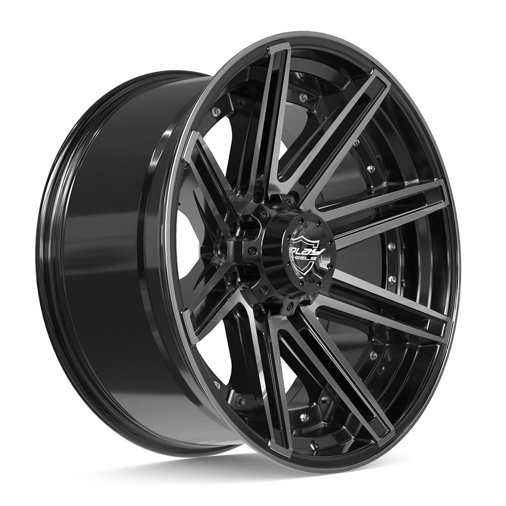 Set of 4 4Play 4P08 22x10 Gloss Black Brushed with Tinted Clear wheel, 8x170, -24mm offset