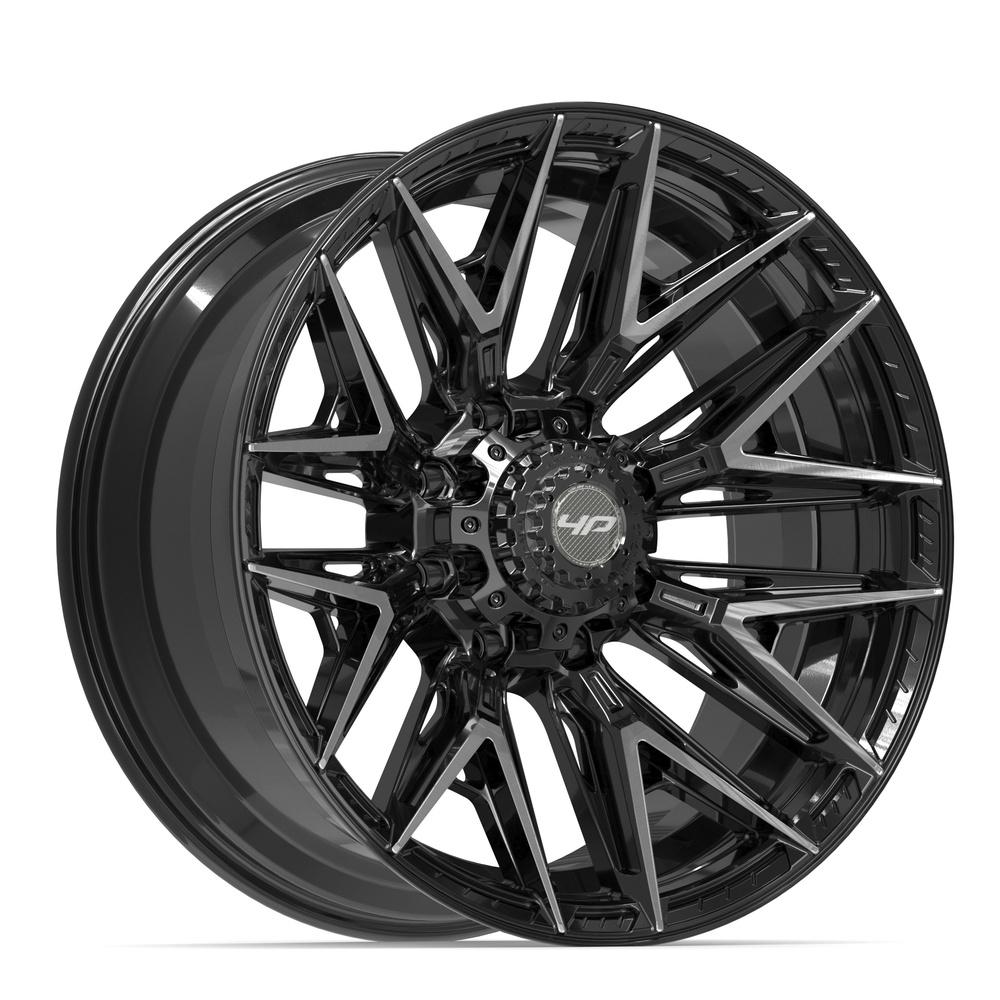 Set of 4 4Play 4P40 22x10 Gloss Black Brushed with Tinted Clear wheel, 8x165.1, -18mm offset