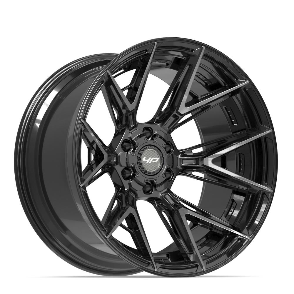 Set of 4 4Play 4P40 22x12 Gloss Black Brushed with Tinted Clear wheel, 6x135/6x139.7, -44mm offset