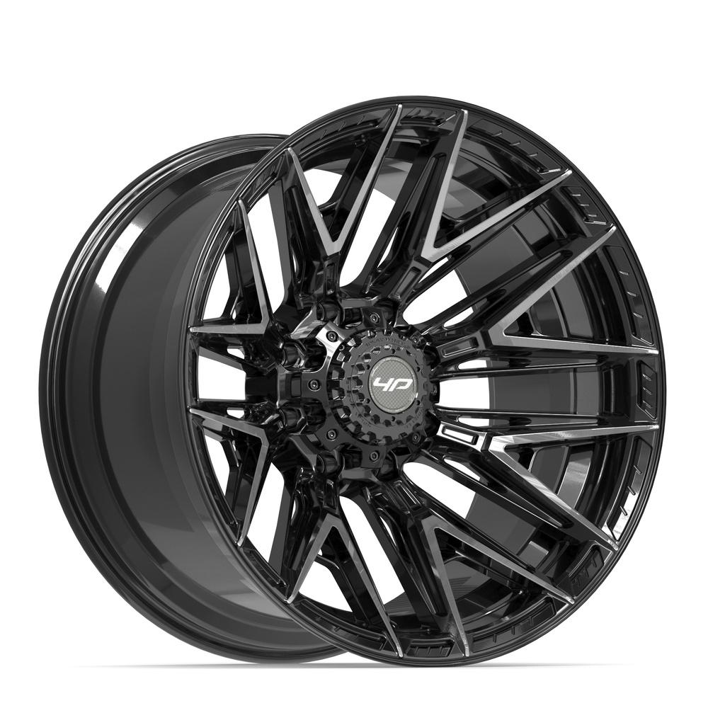 Set of 4 4Play 4P40 22x12 Gloss Black Brushed with Tinted Clear wheel, 8x165.1, -44mm offset