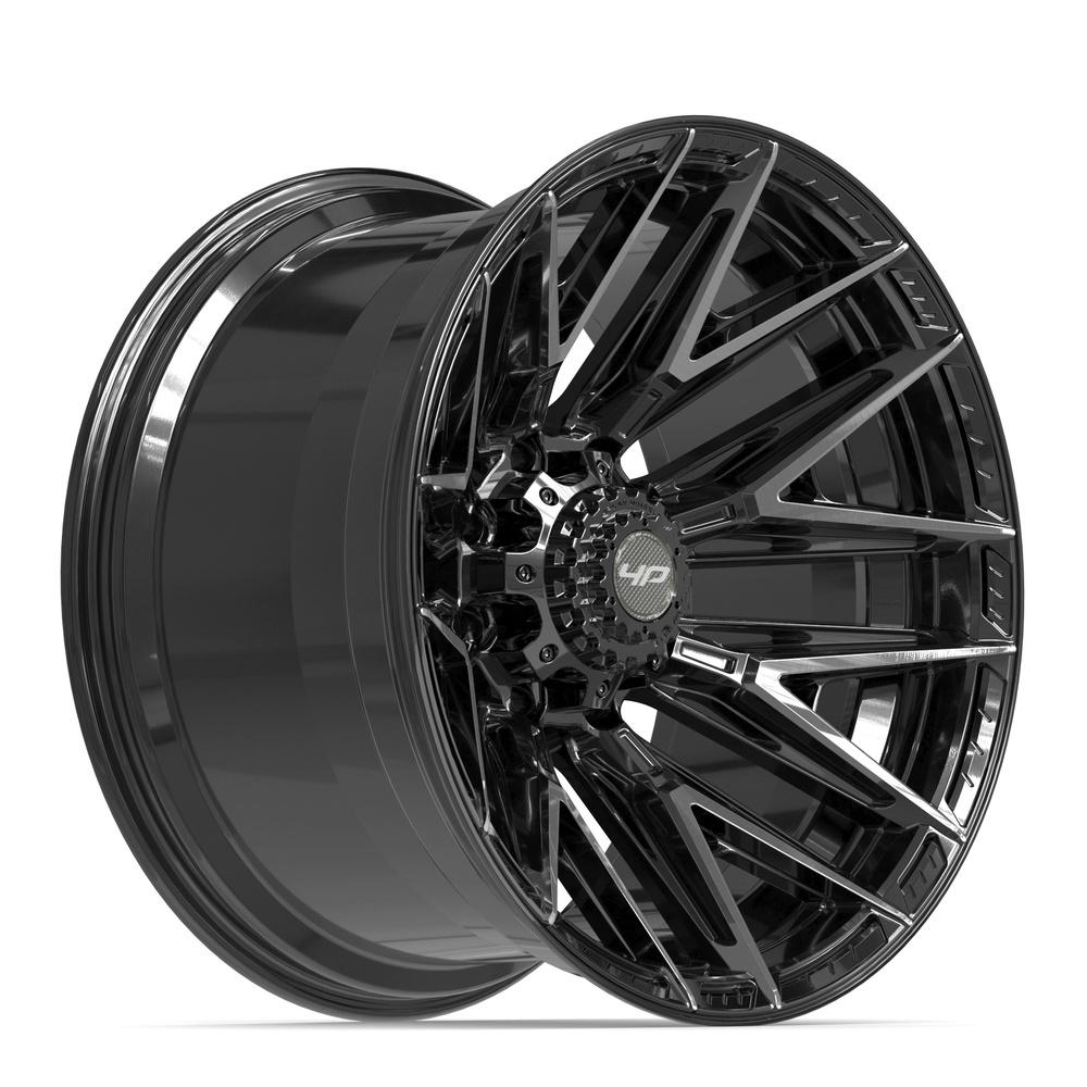 Set of 4 4Play 4P40 22x12 Gloss Black Brushed with Tinted Clear wheel, 8x165.1, -44mm offset
