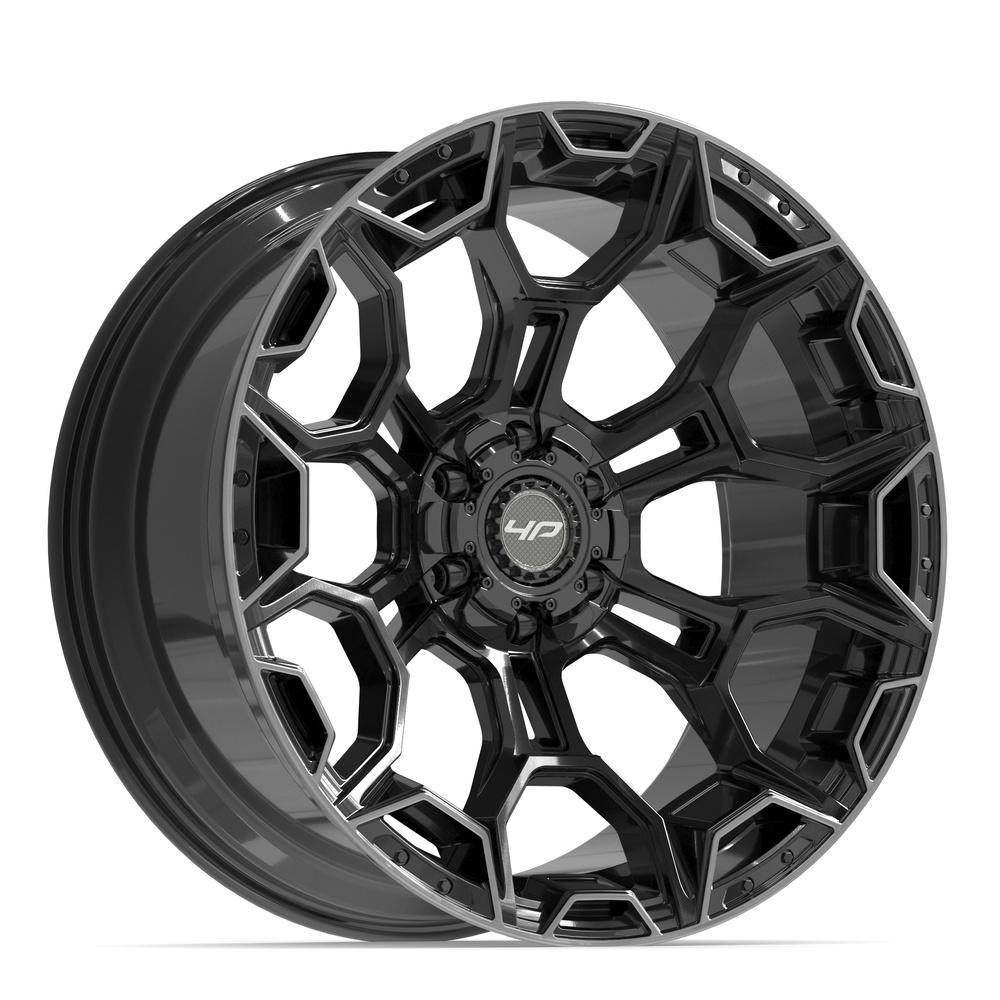 Set of 4 4Play 4P43 22x10 Gloss Black Brushed with Tinted Clear wheel, 6x135/6x139.7, -18mm offset