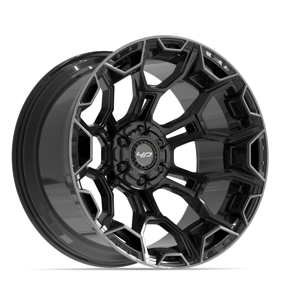 Set of 4 4Play 4P43 22x12 Gloss Black Brushed with Tinted Clear wheel, 6x135/6x139.7, -44mm offset