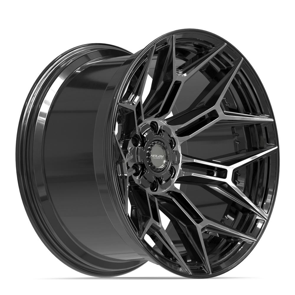 Set of 4 4Play 4P44 22x12 Gloss Black Brushed with Tinted Clear wheel, 6x135/6x139.7, -44mm offset