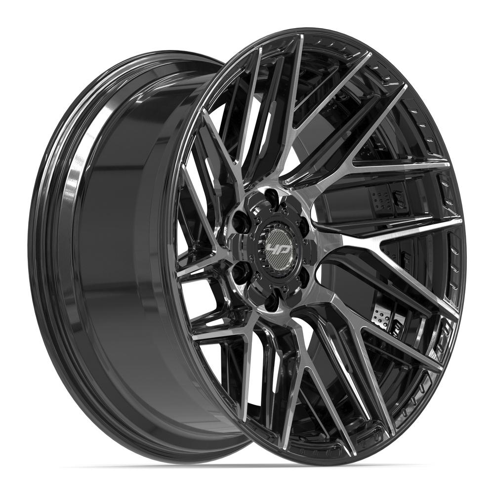 Set of 4 4Play 4P45 22x10 Gloss Black Brushed with Tinted Clear wheel, 6x135/6x139.7, -18mm offset