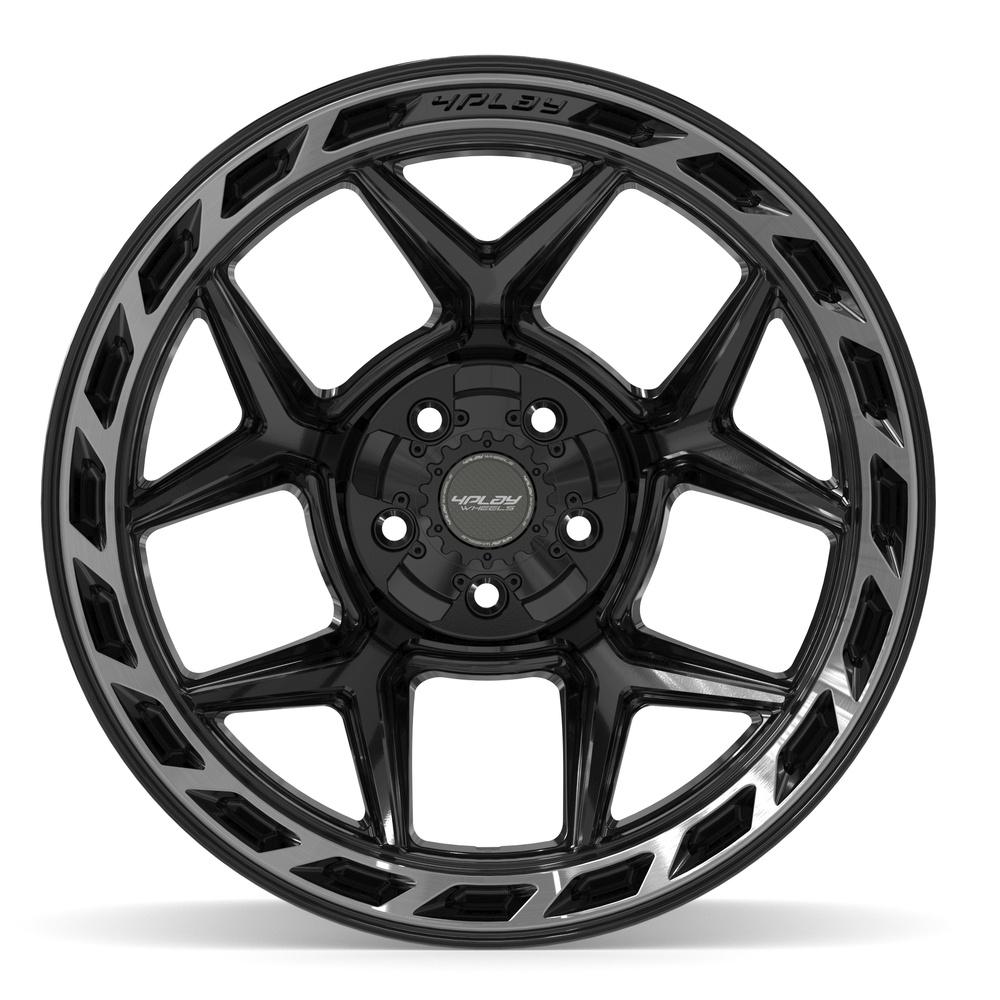 Set of 4 4Play 4P55 20x12 Gloss Black Brushed with Tinted Clear wheel, 5x127/5x139.7, -44mm offset