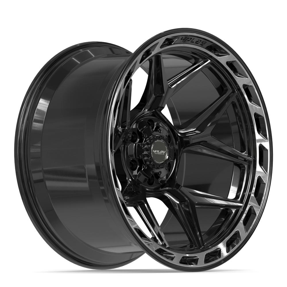 Set of 4 4Play 4P55 22x12 Gloss Black Brushed with Tinted Clear wheel, 6x135/6x139.7, -44mm offset
