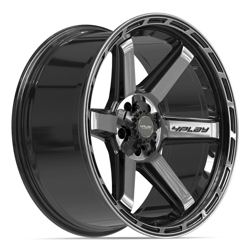 Set of 4 4Play 4P63 22x10 Gloss Black Brushed with Tinted Clear wheel, 5x127/5x139.7, -18mm offset