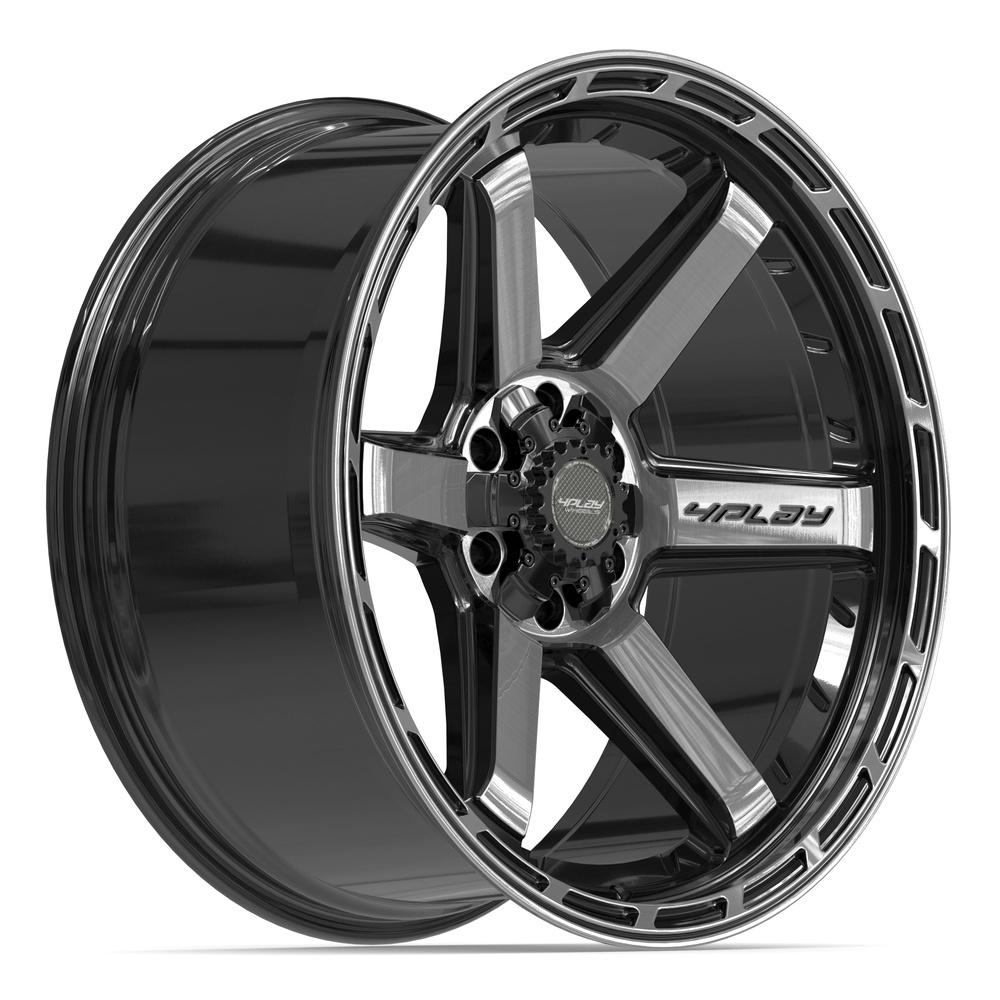 Set of 4 4Play 4P63 22x10 Gloss Black Brushed with Tinted Clear wheel, 6x135/6x139.7, -18mm offset