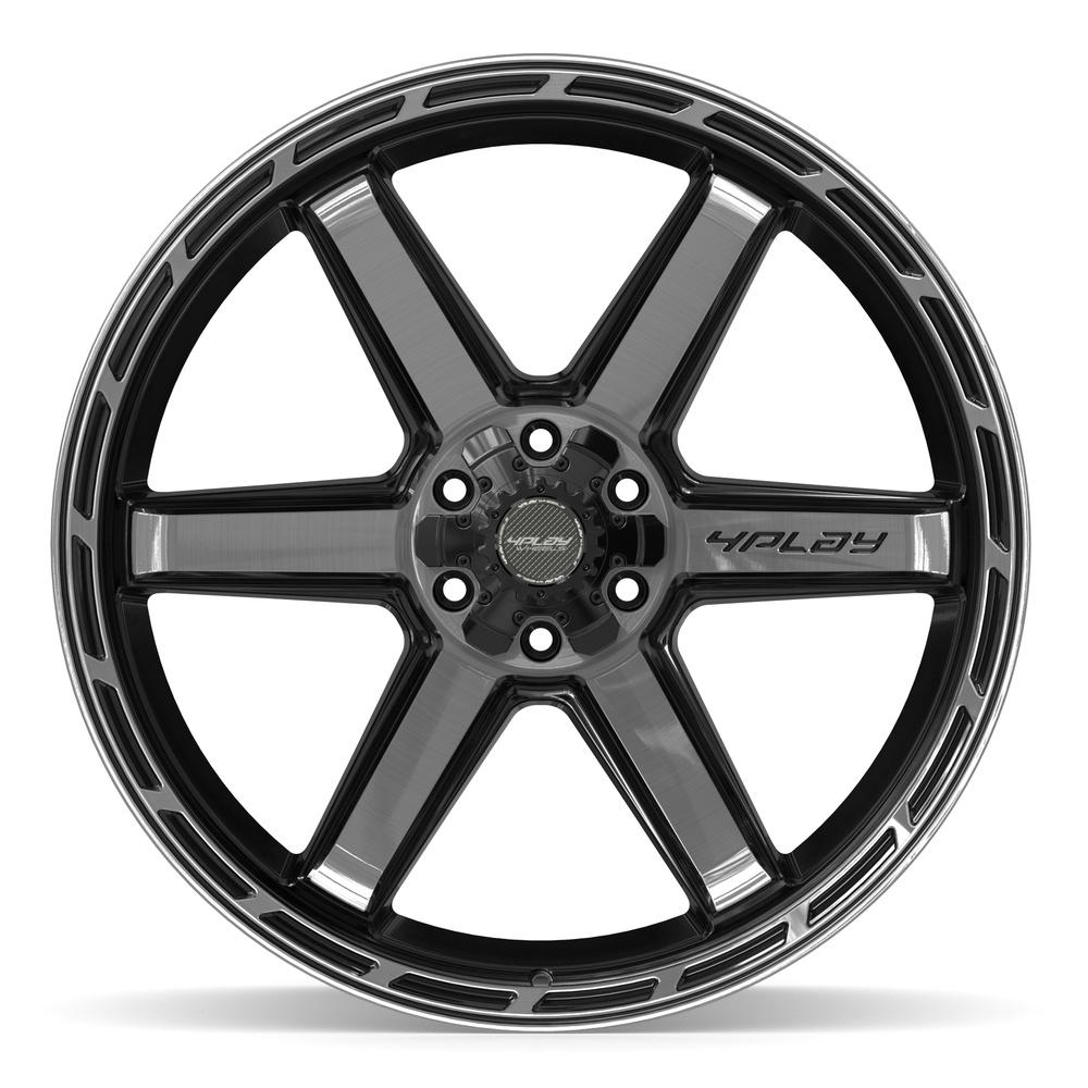 Set of 4 4Play 4P63 24x12 Gloss Black Brushed with Tinted Clear wheel, 6x135/6x139.7, -44mm offset