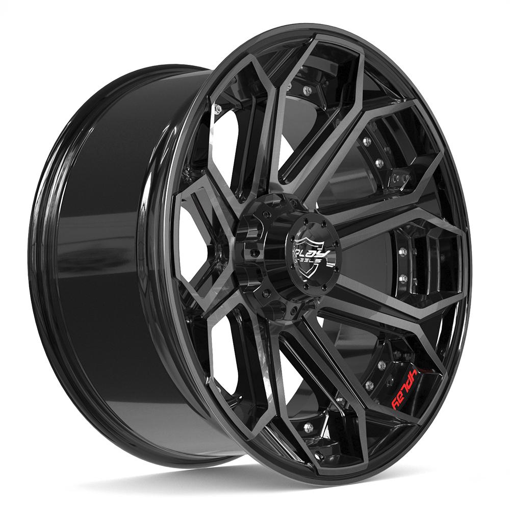 Set of 4 4Play 4P80R 22x10 Gloss Black Brushed with Tinted Clear wheel, 6x135/6x139.7, -18mm offset