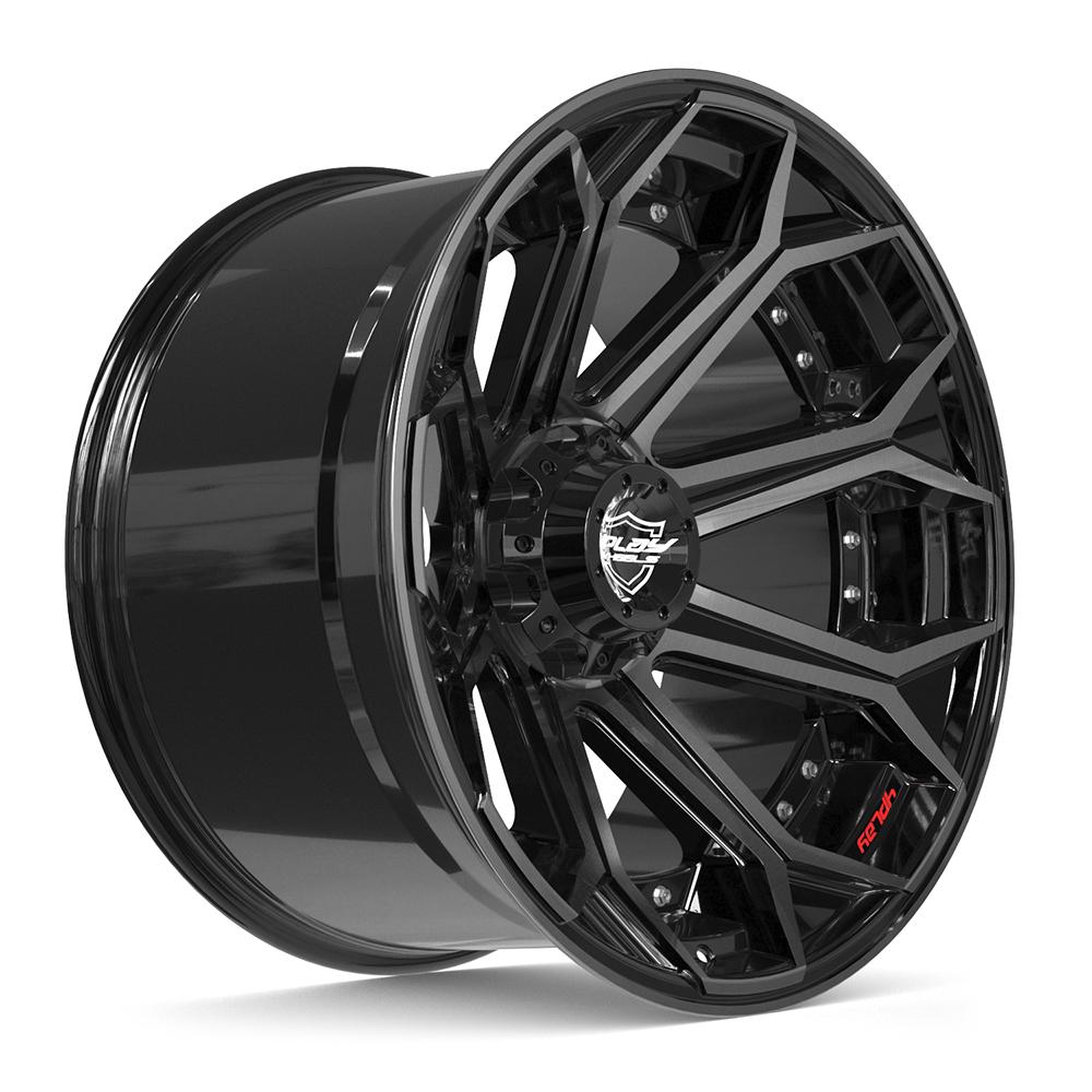 Set of 4 4Play 4P80R 22x12 Gloss Black Brushed with Tinted Clear wheel, 6x135/6x139.7, -44mm offset
