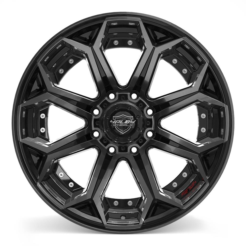 4Play 4P80R 22x12 Gloss Black Brushed with Tinted Clear wheel, 8x180, -44mm offset