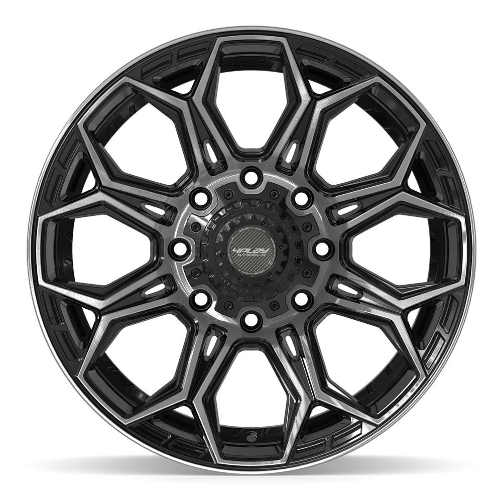 Set of 4 4Play 4P83 20x9 Gloss Black Brushed with Tinted Clear wheel, 8x180, 0mm offset