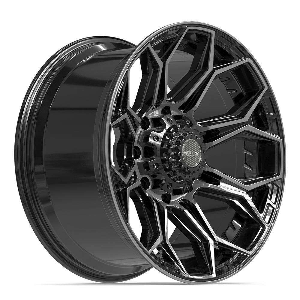 Set of 4 4Play 4P83 20x10 Gloss Black Brushed with Tinted Clear wheel, 8x170, -18mm offset