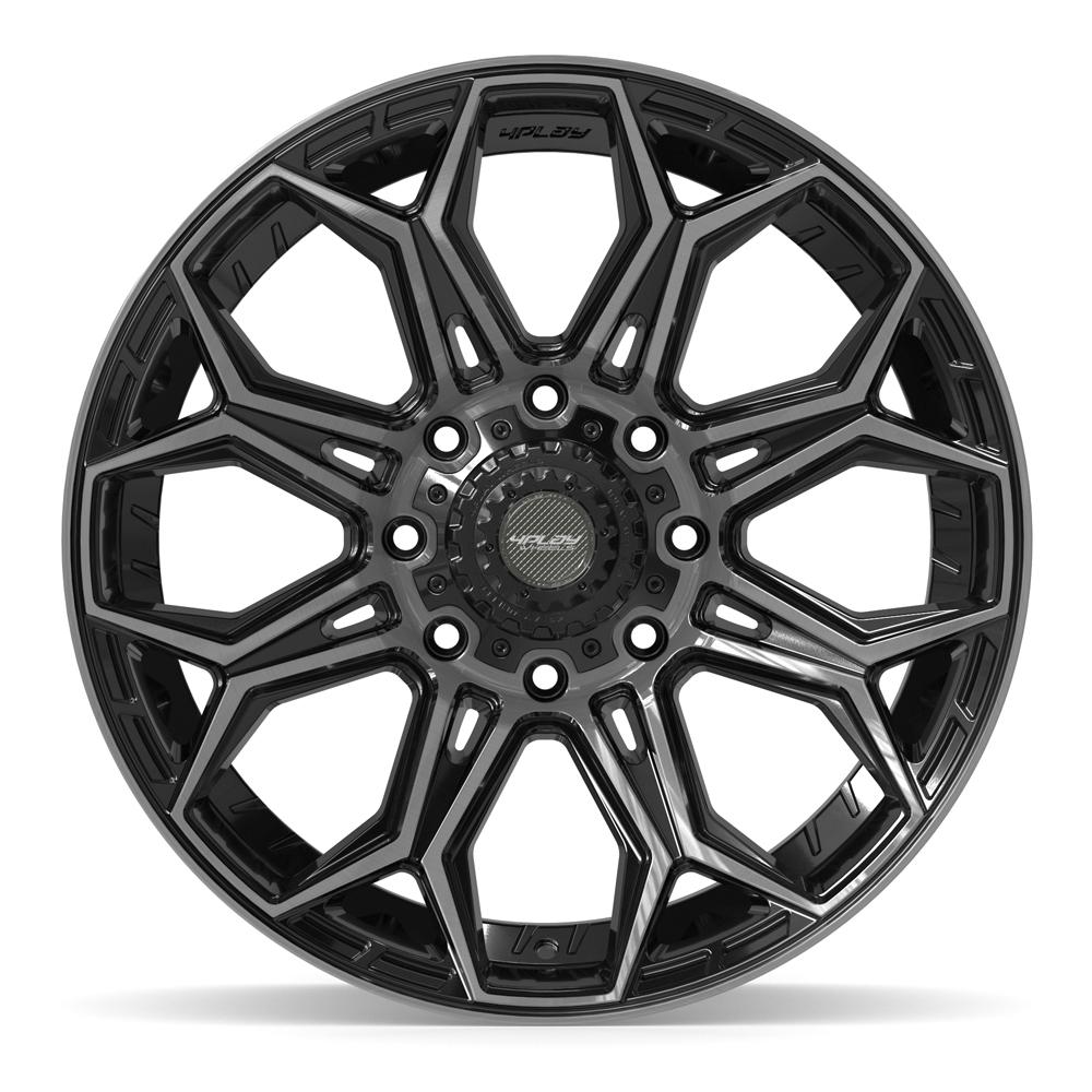 Set of 4 4Play 4P83 22x10 Gloss Black Brushed with Tinted Clear wheel, 8x165.1, -18mm offset