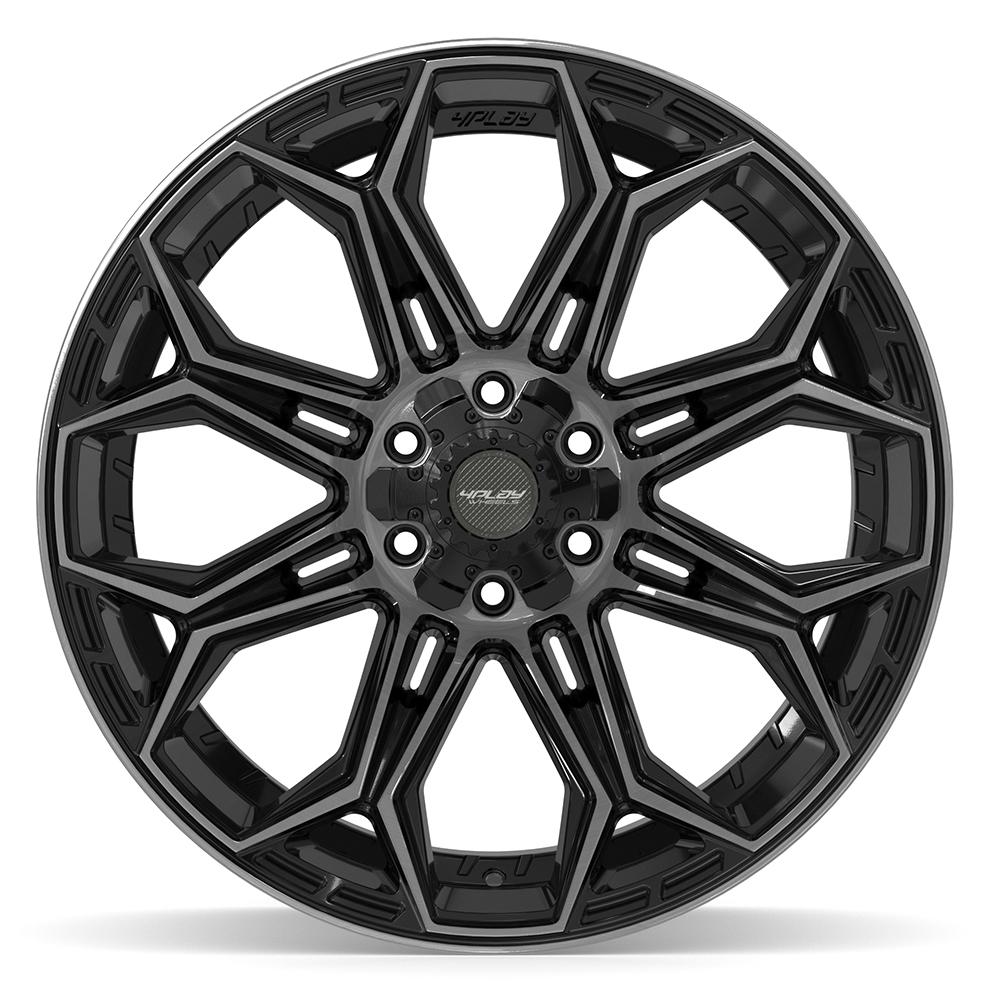 Set of 4 4Play 4P83 22x12 Gloss Black Brushed with Tinted Clear wheel, 6x135/6x139.7, -44mm offset