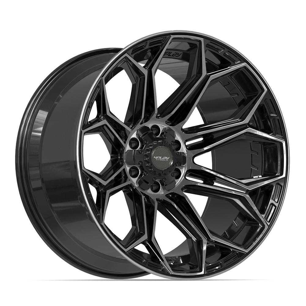 Set of 4 4Play 4P83 22x12 Gloss Black Brushed with Tinted Clear wheel, 6x135/6x139.7, -44mm offset