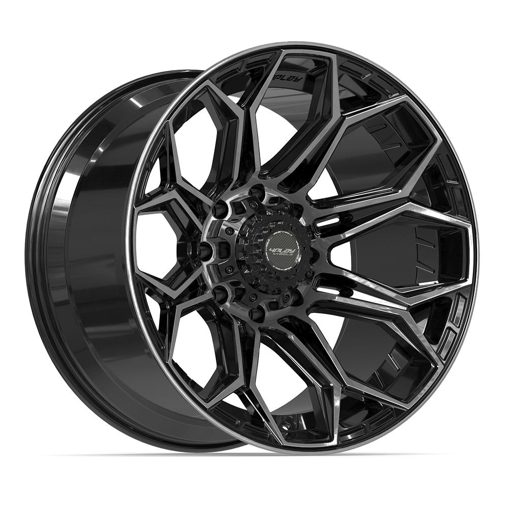 Set of 4 4Play 4P83 22x12 Gloss Black Brushed with Tinted Clear wheel, 8x170, -44mm offset