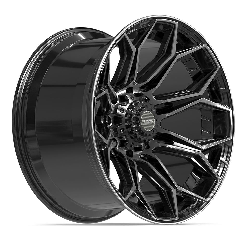 Set of 4 4Play 4P83 22x12 Gloss Black Brushed with Tinted Clear wheel, 8x170, -44mm offset