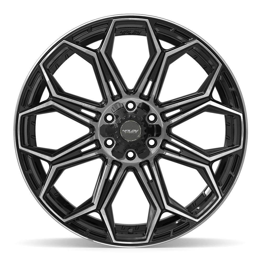 Set of 4 4Play 4P83 24x10 Gloss Black Brushed with Tinted Clear wheel, 6x135/6x139.7, +18mm offset