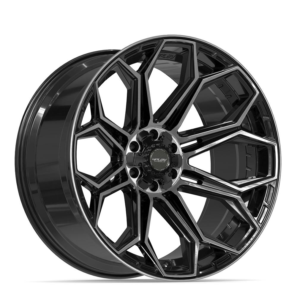 Set of 4 4Play 4P83 24x12 Gloss Black Brushed with Tinted Clear wheel, 6x135/6x139.7, -44mm offset