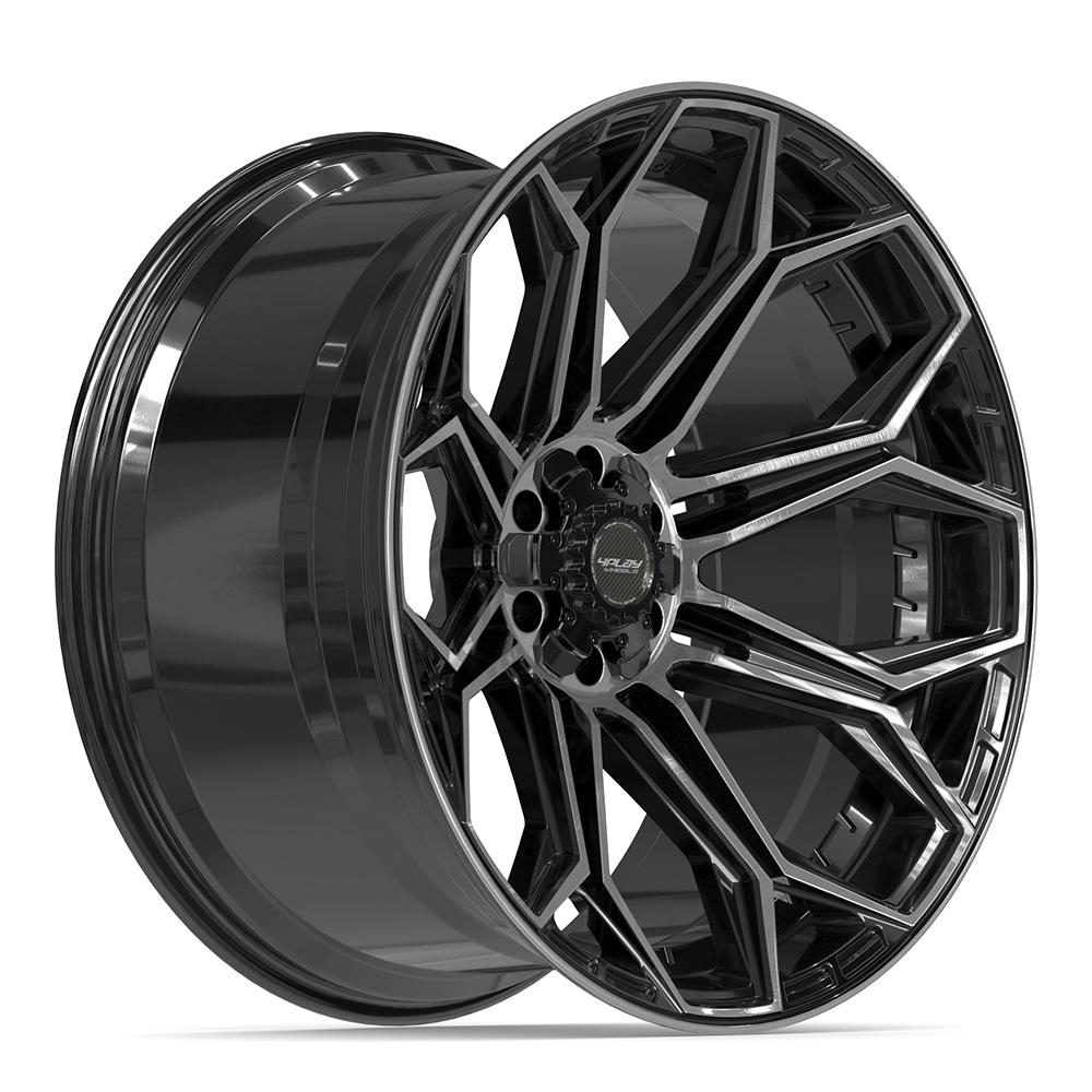Set of 4 4Play 4P83 24x12 Gloss Black Brushed with Tinted Clear wheel, 6x135/6x139.7, -44mm offset