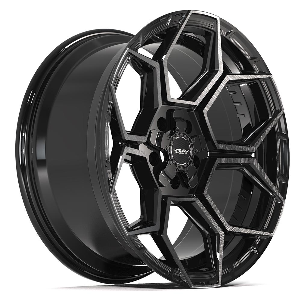 Set of 4 4Play 4PS26 20x9 Gloss Black Brushed with Tinted Clear wheel, 5x127/5x139.7, -6mm offset