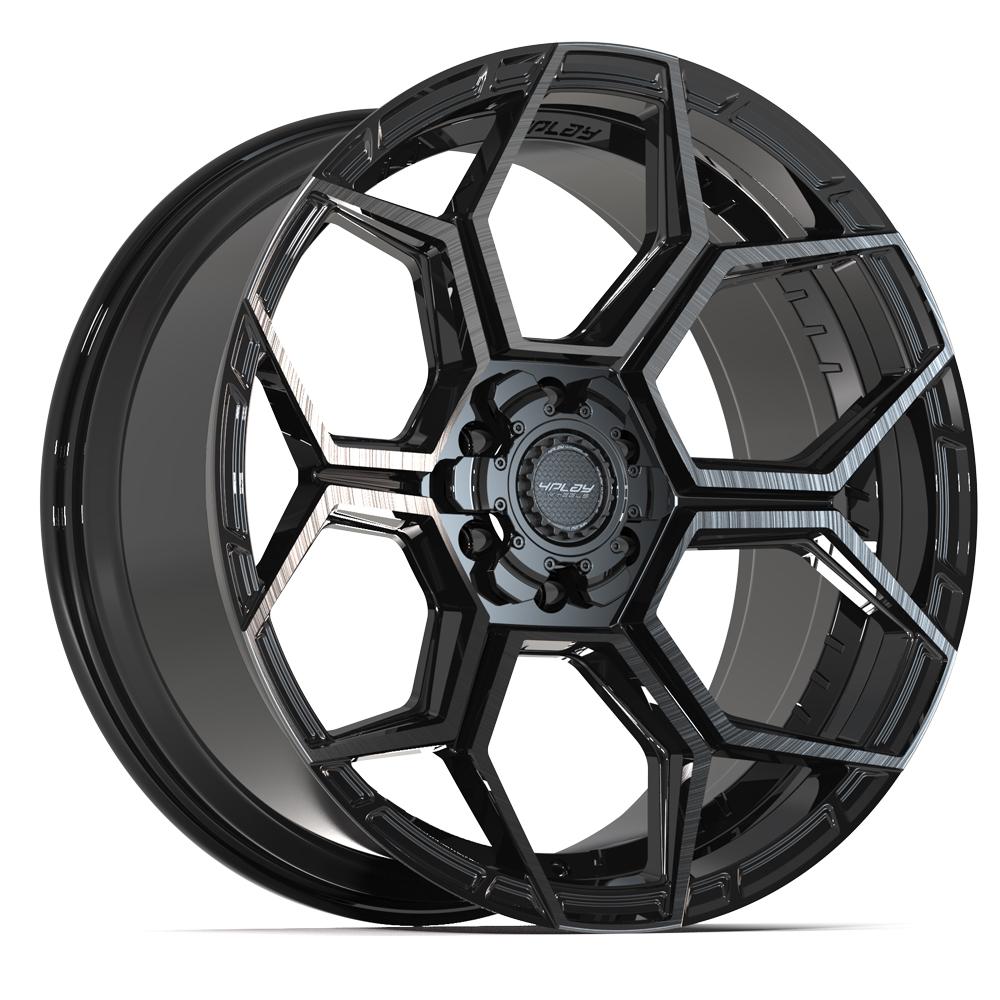 Set of 4 4Play 4PS26 22x10 Gloss Black Brushed with Tinted Clear wheel, 6x135/6x139.7, 0mm offset
