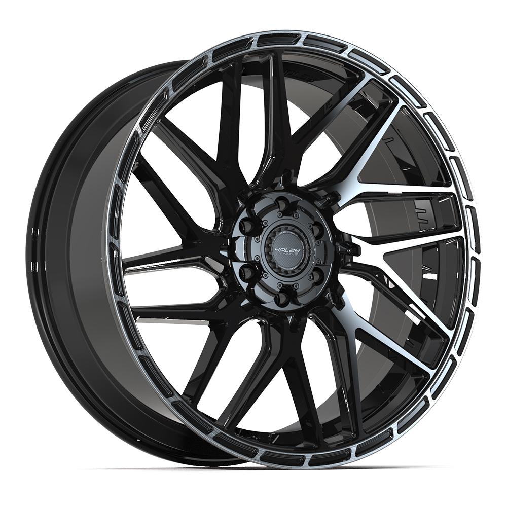 Set of 4 4Play 4PS28 24x10 Gloss Black Brushed with Tinted Clear wheel, 6x135/6x139.7, +24mm offset