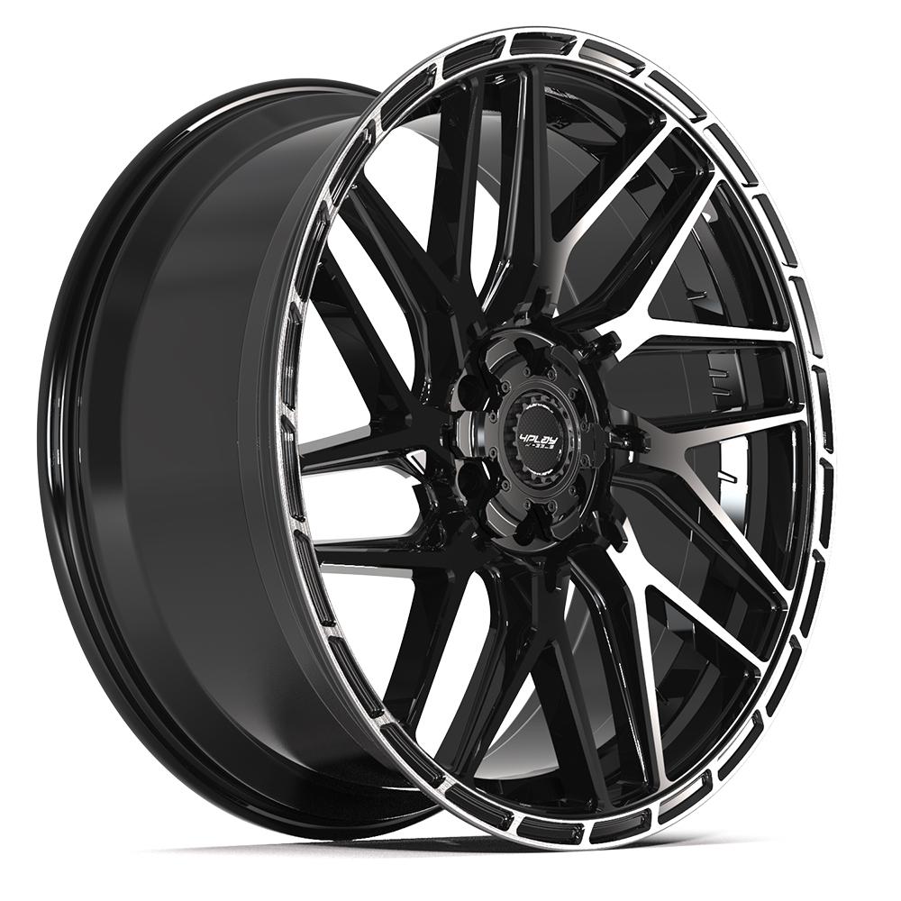 Set of 4 4Play 4PS28 24x10 Gloss Black Brushed with Tinted Clear wheel, 6x135/6x139.7, +24mm offset