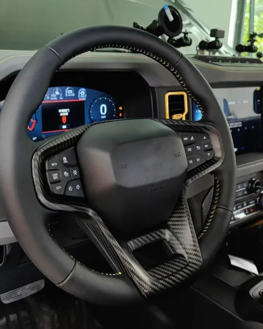 Real Carbon Fiber Steering Wheel Button Trim Cover For 2021+ Bronco