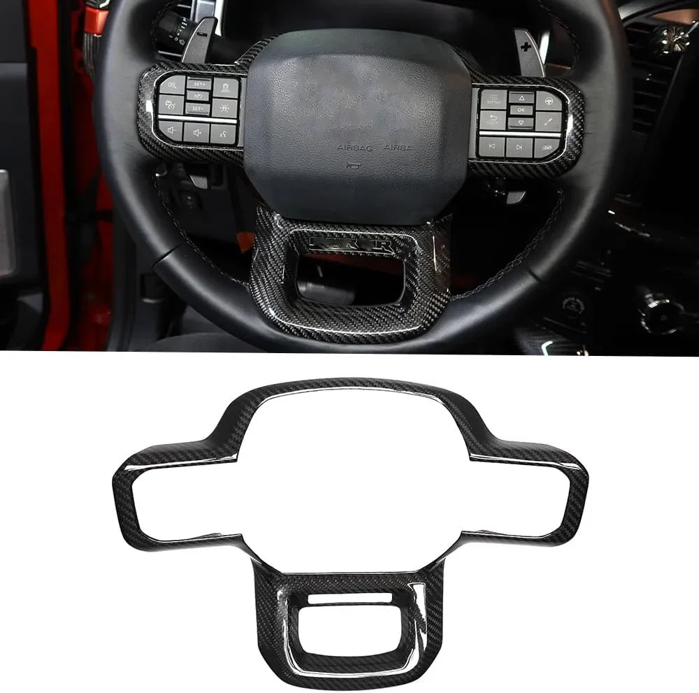 Real Carbon Fiber Steering Wheel Trim Cover for 2021+ Ford F-150