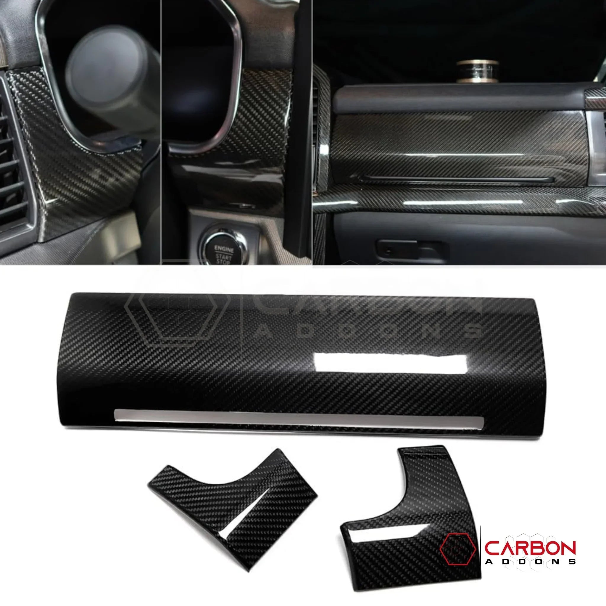 Real Carbon Fiber Dashboard & Glove Box Covers for 2021+ Ford F-150