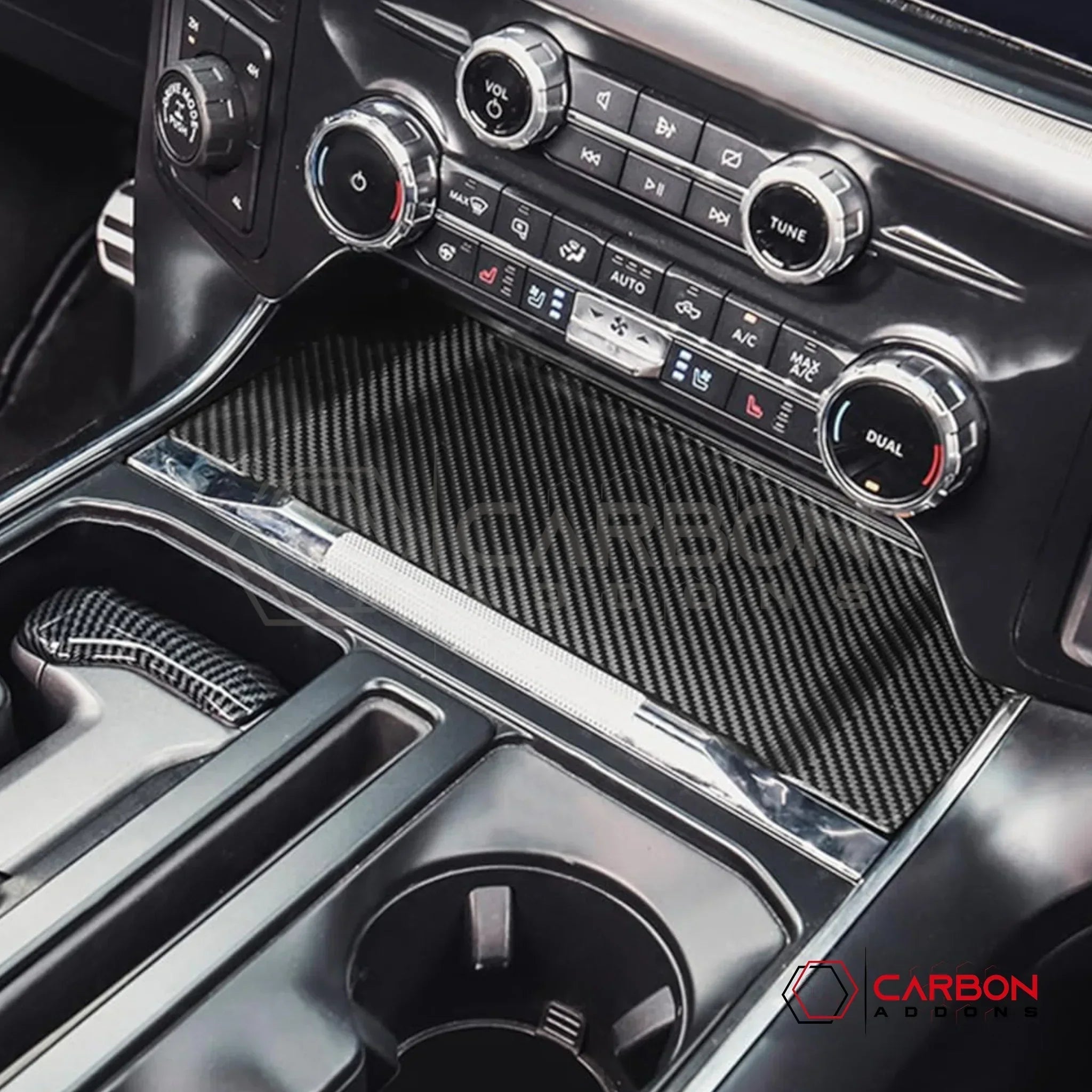 Real Carbon Fiber Wireless Charger & Coin Tray Cover for 2021+ Ford F-150