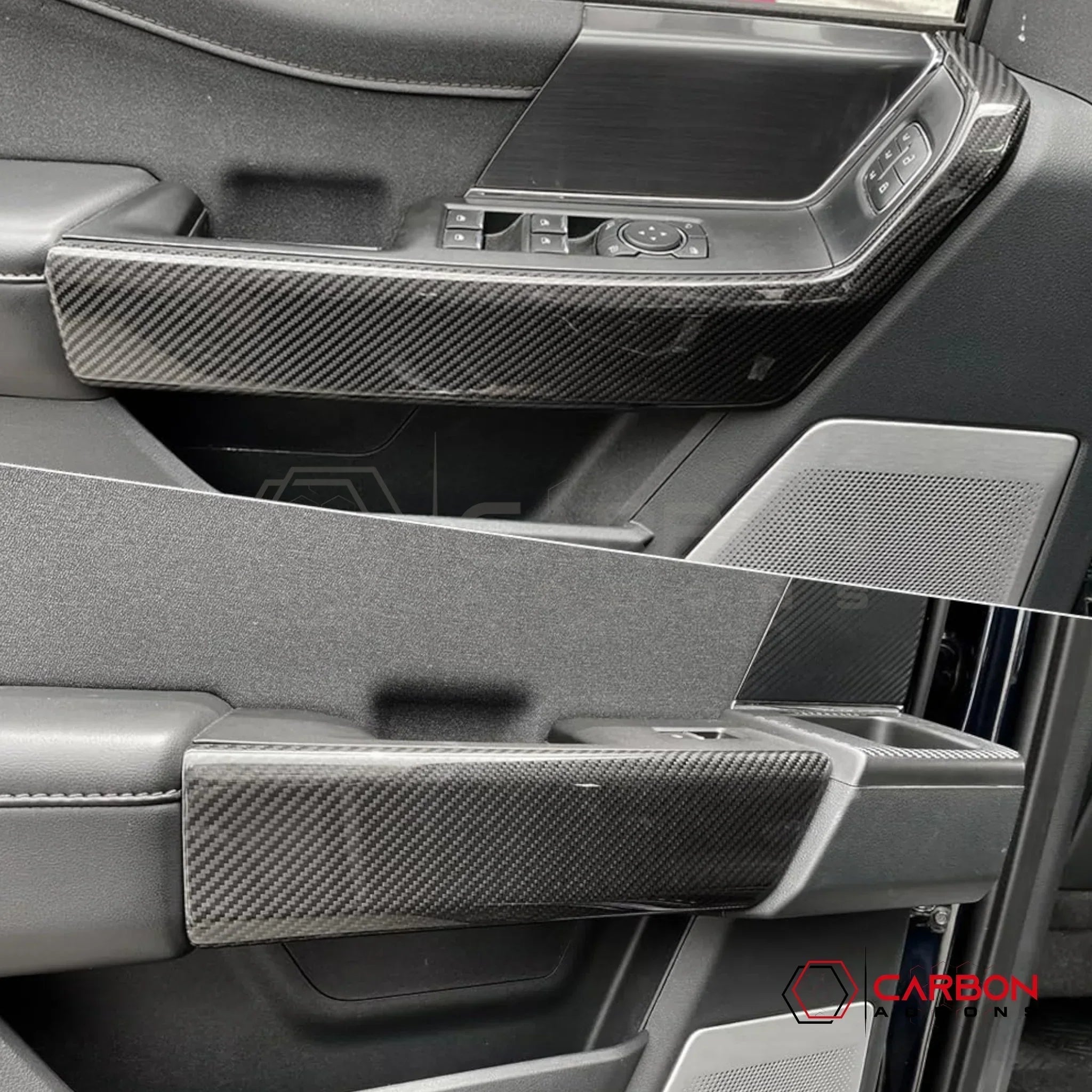 Real Carbon Fiber Door Panel Trim Covers for 2021+ Ford F-150