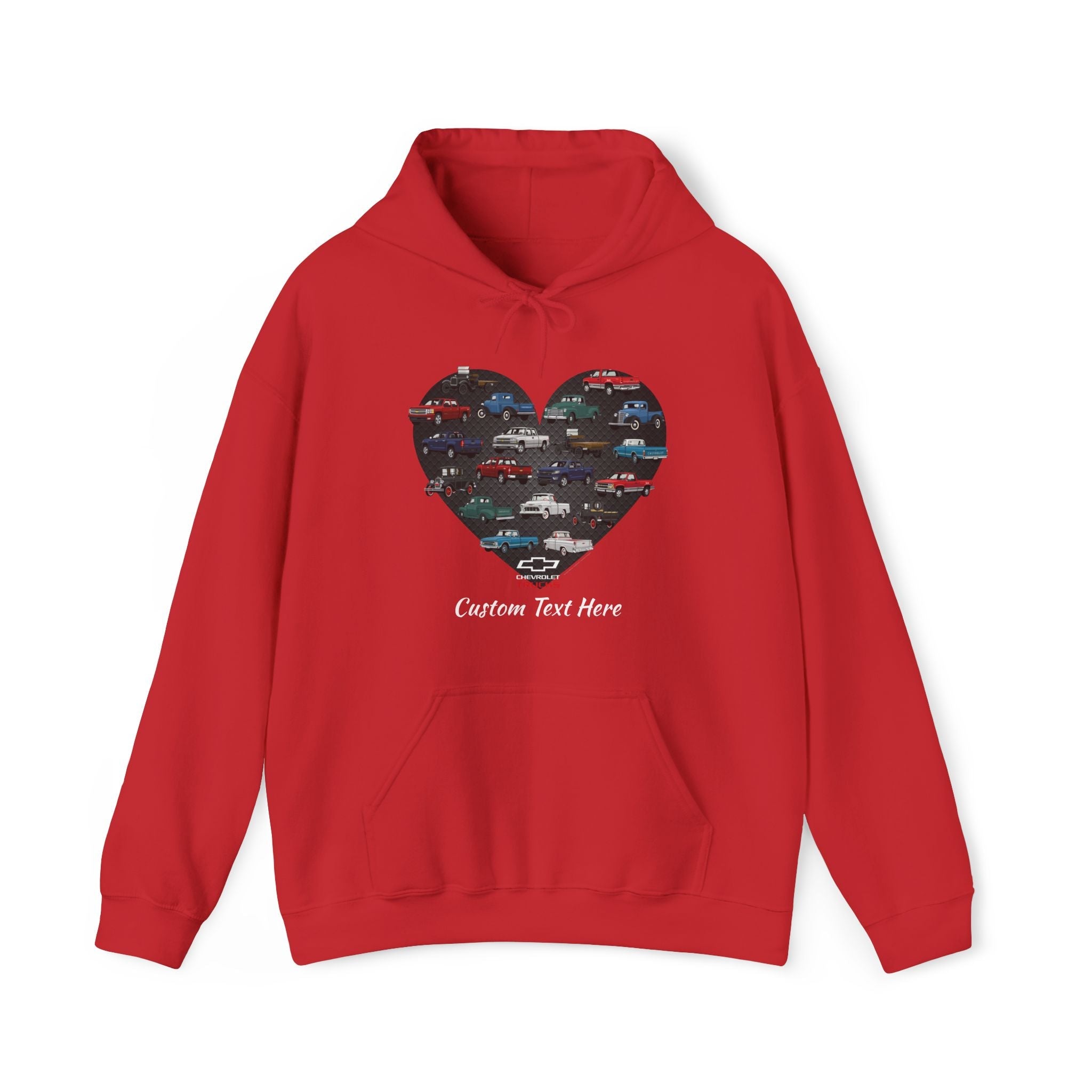Personalized Unisex Chevy Trucks Heart Pullover Hoodie