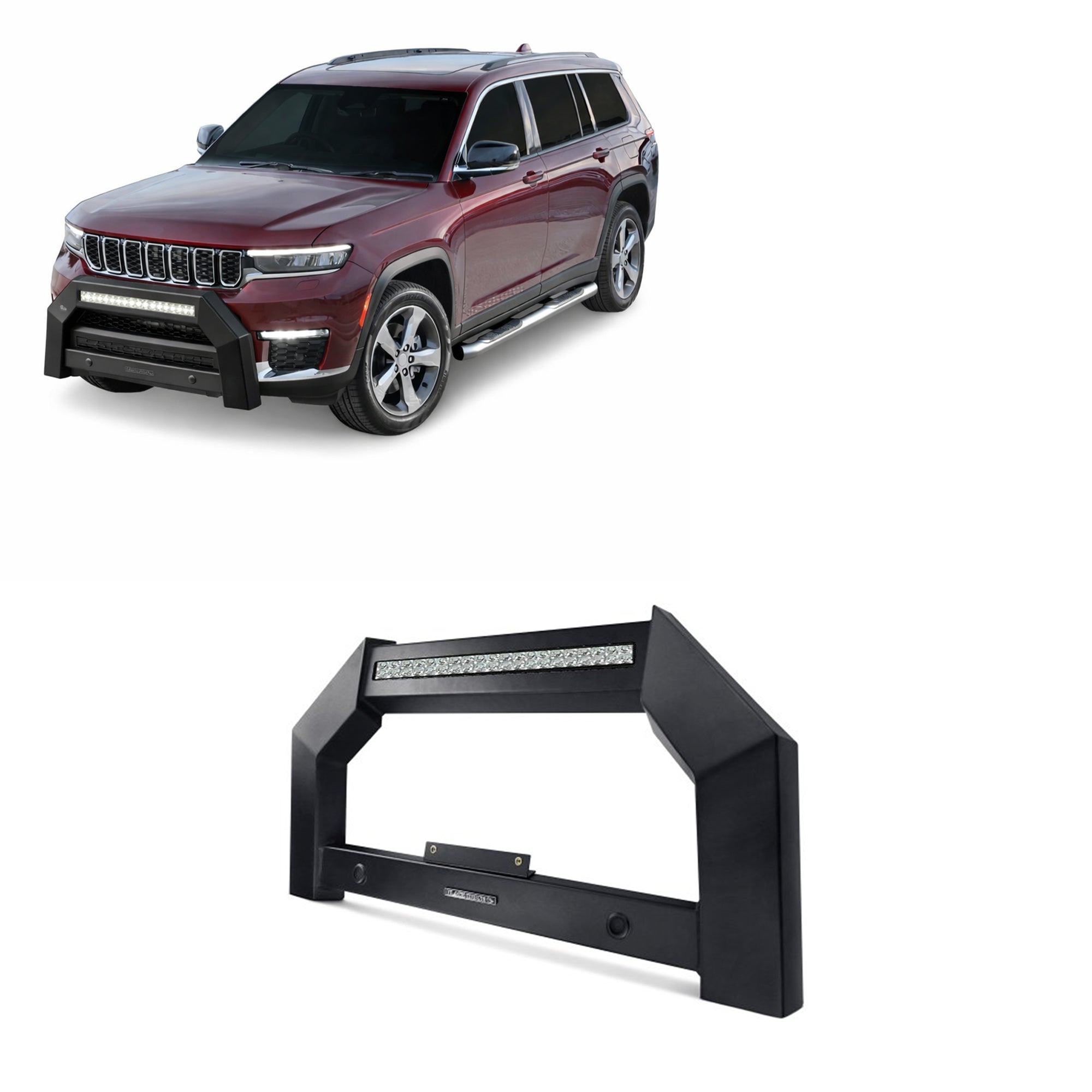2021-2026 Jeep Grand Cherokee Armour Bull Bar Includes 1 20in LED Light Bar | Black Horse Off Road - Image 1