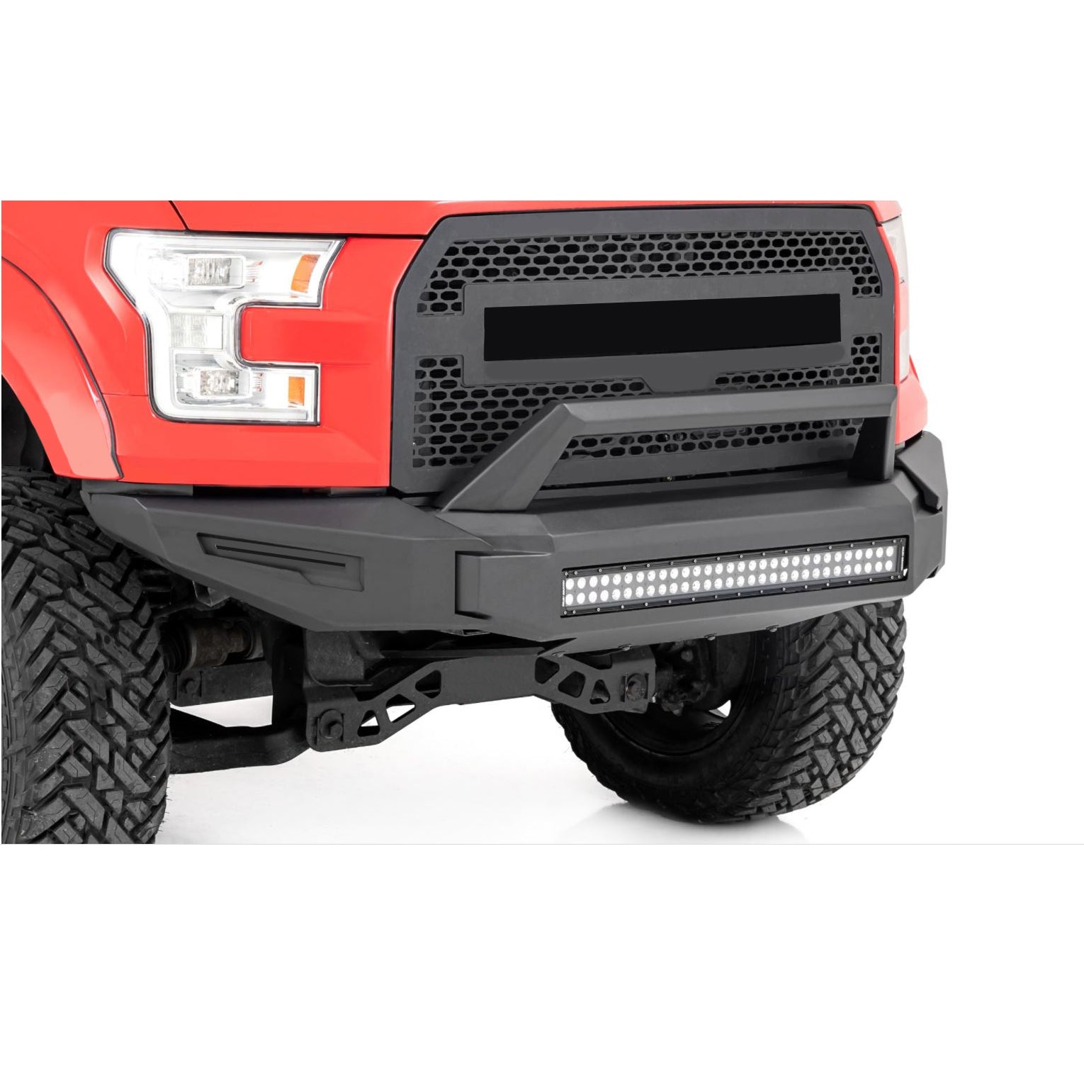 2015-2017 Ford F-150 Armour Ii Heavy Duty Modular Front Bumper Kit Modular Full Set (Bumper, Bull Nose, & Skid Plate) & Includes 1 30in Double Row LED Light Bar | Black Horse Off Road - Image 7