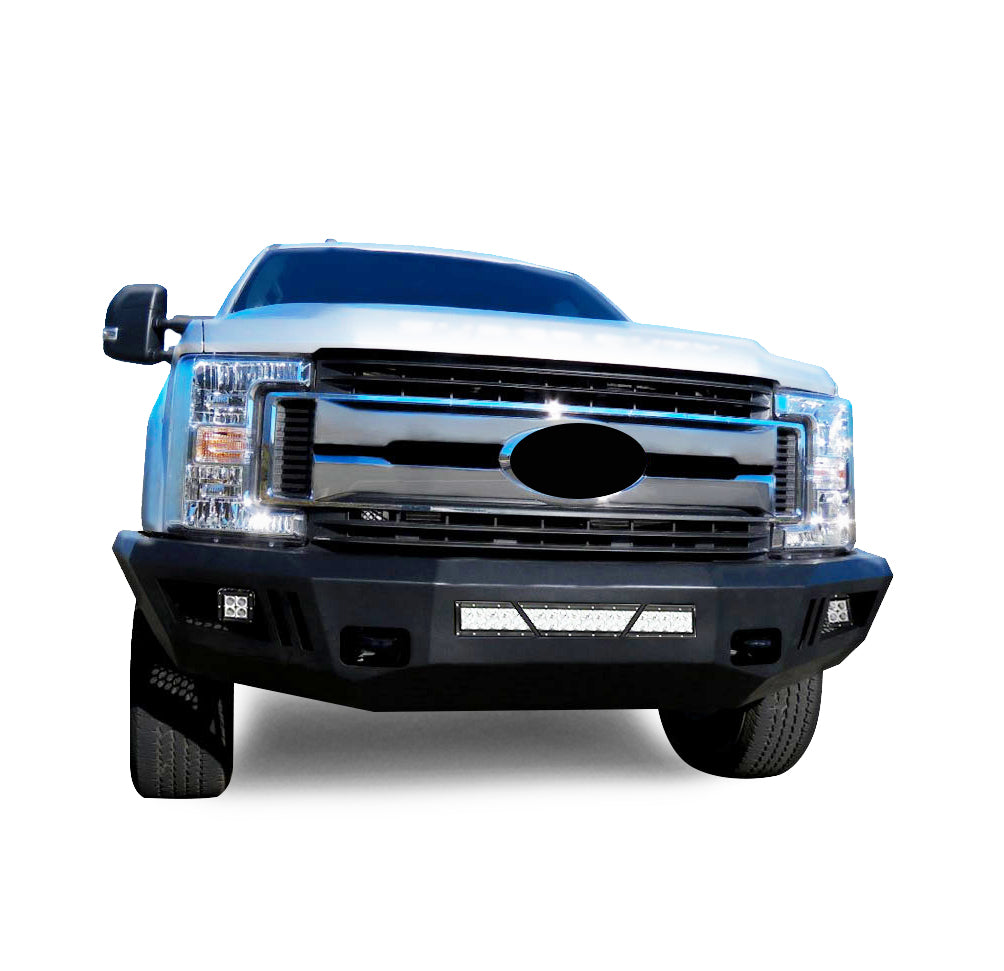 2017-2022 Ford F-250 Super Duty Armour Heavy Duty Front Bumper Kit Armour I Front Bumper Includes 1 20in LED Light Bar, 2 sets of 4in cube lights | Black Horse Off Road - Image 5