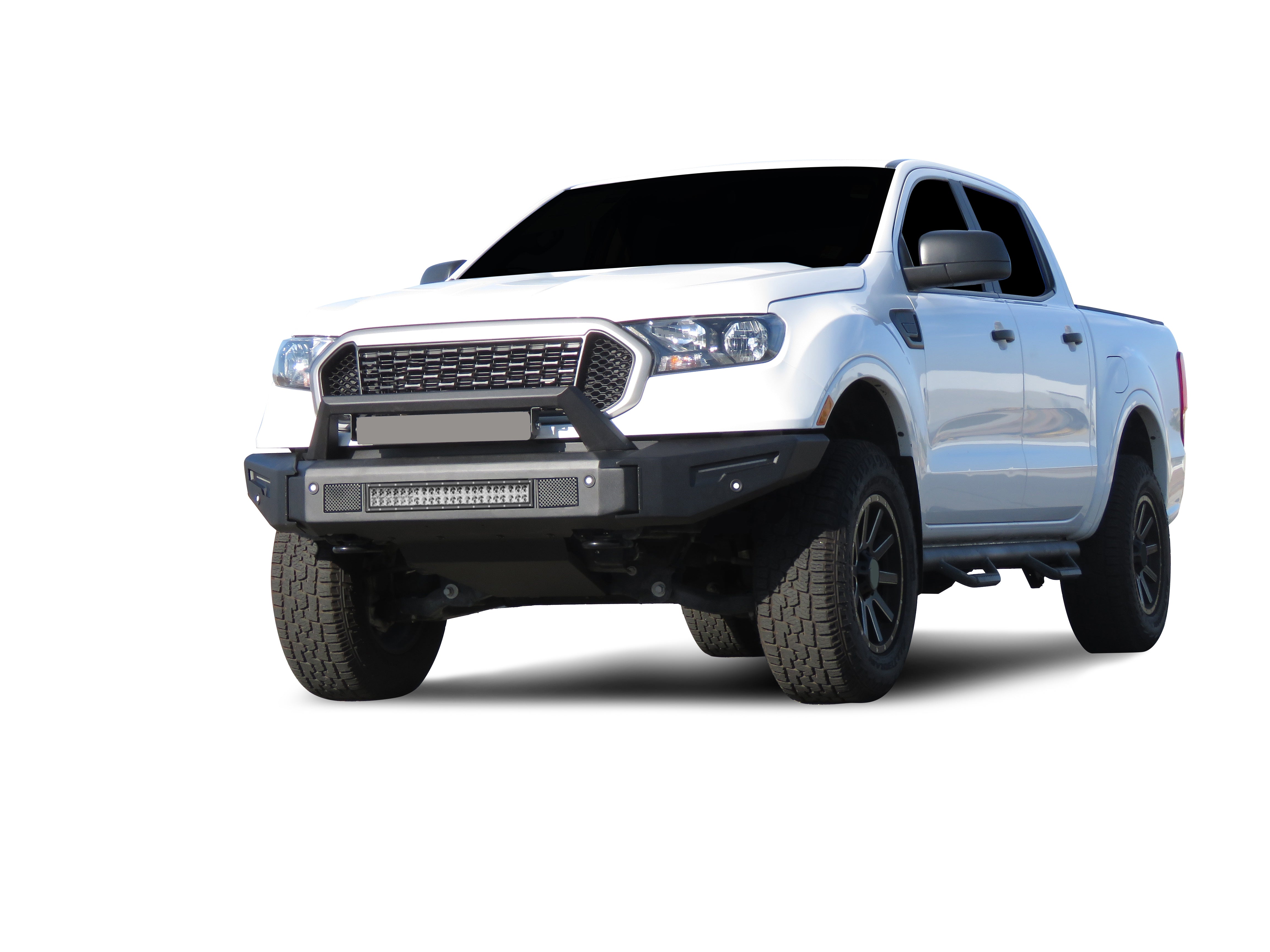 2019-2023 Ford Ranger Armour Ii Heavy Duty Modular Front Bumper Kit Modular Full Set (Bumper, Bull Nose, & Skid Plate)& Includes 1 20in Double Row LED Light Bar | Black Horse Off Road - Image 7