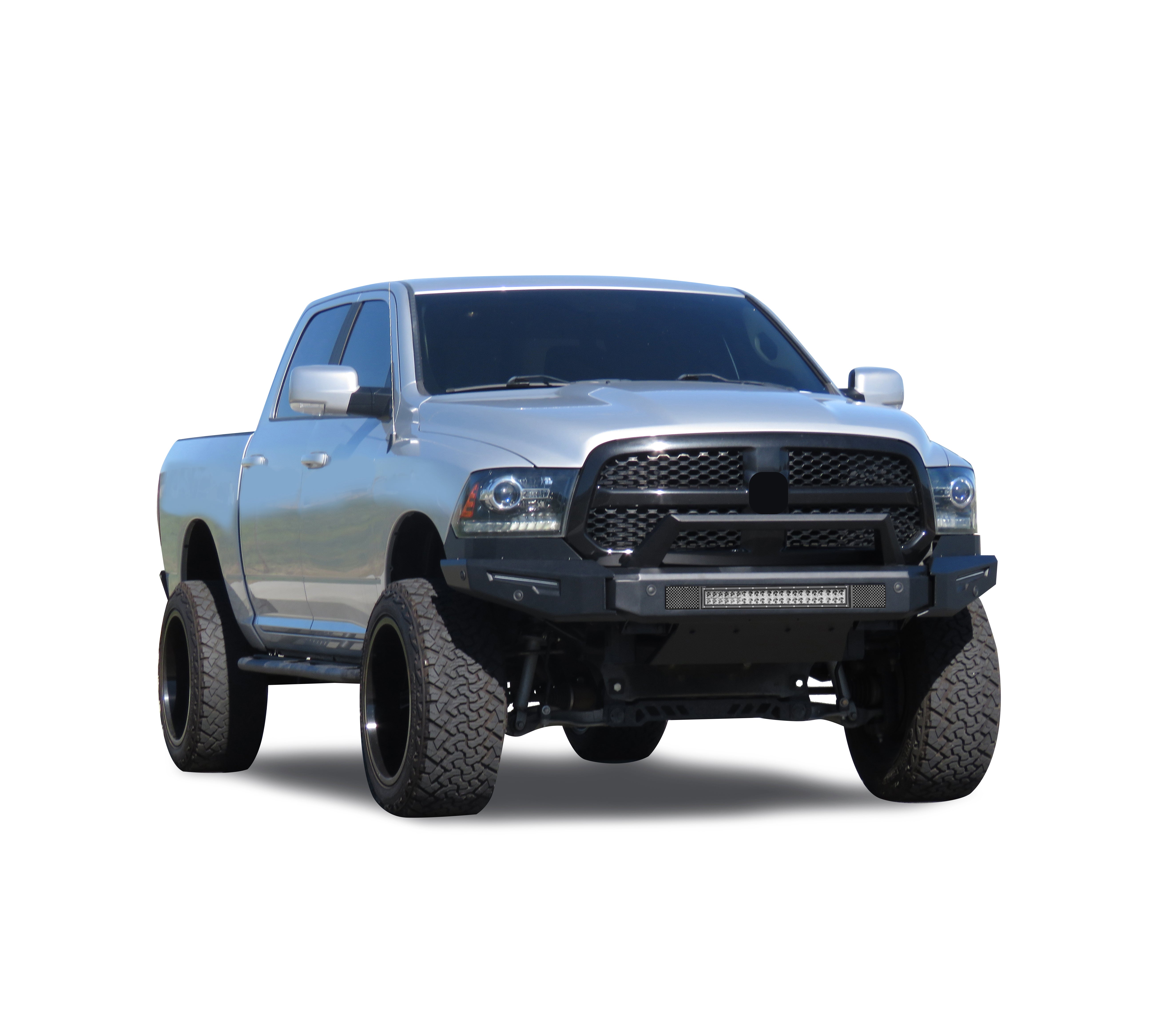 2013-2024 Dodge Ram 1500 Armour Ii Heavy Duty Modular Front Bumper Kit Modular Full Set (Bumper, Bull Nose, & Skid Plate)& Includes 1 20in Double Row LED Light Bar | Black Horse Off Road - Image 4