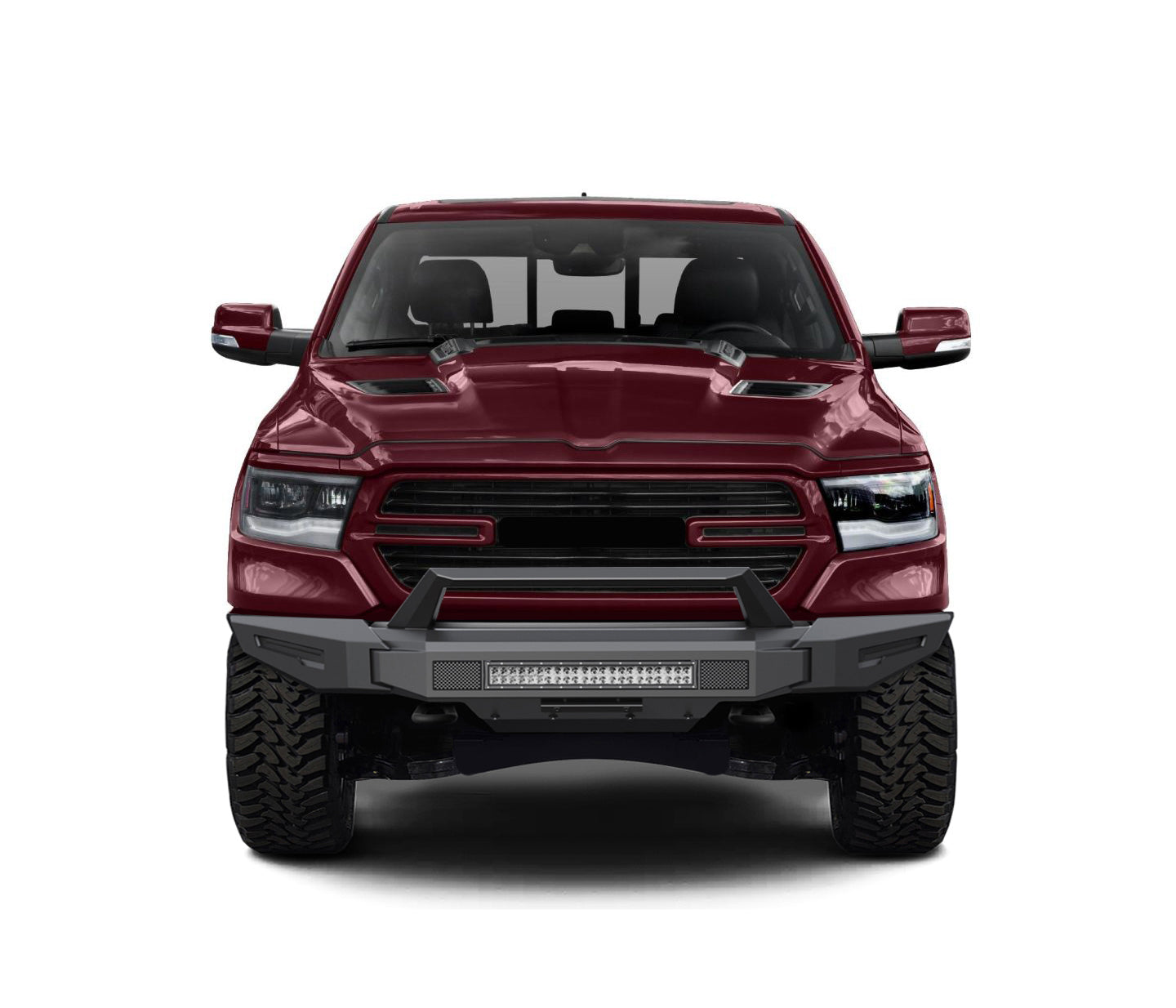 2019-2024 Dodge Ram 1500 Armour Ii Heavy Duty Modular Front Bumper Kit Modular Includes 1 20in LED Light Bar, 2 sets of 4in cube lights | Black Horse Off Road - Image 7