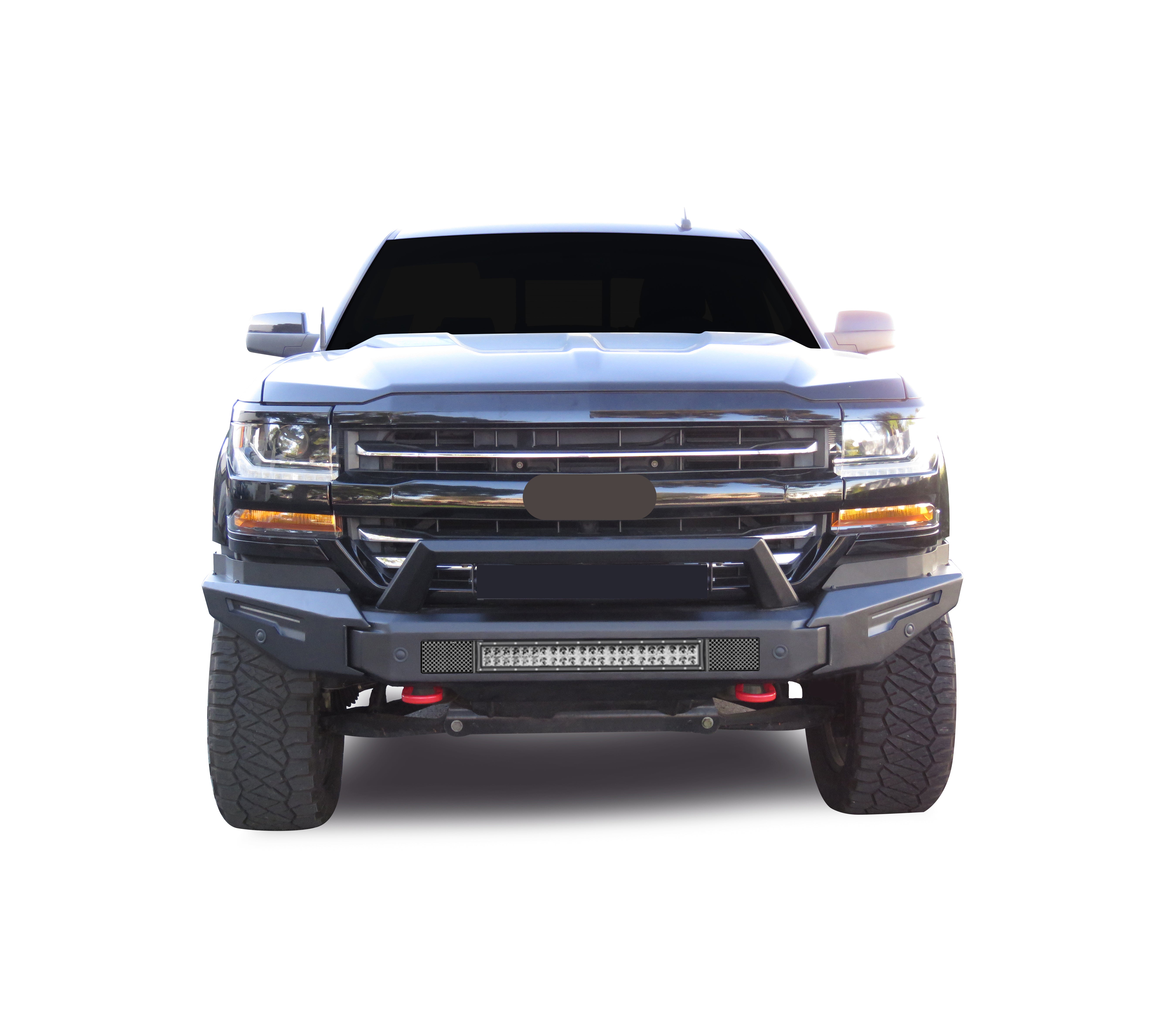 2016-2019 Chevrolet Silverado 1500 Armour Ii Heavy Duty Modular Front Bumper Kit Modular Full Set (Bumper, Bull Nose, & Skid Plate)& Includes 1 20in Double Row LED Light Bar | Black Horse Off Road - Image 3