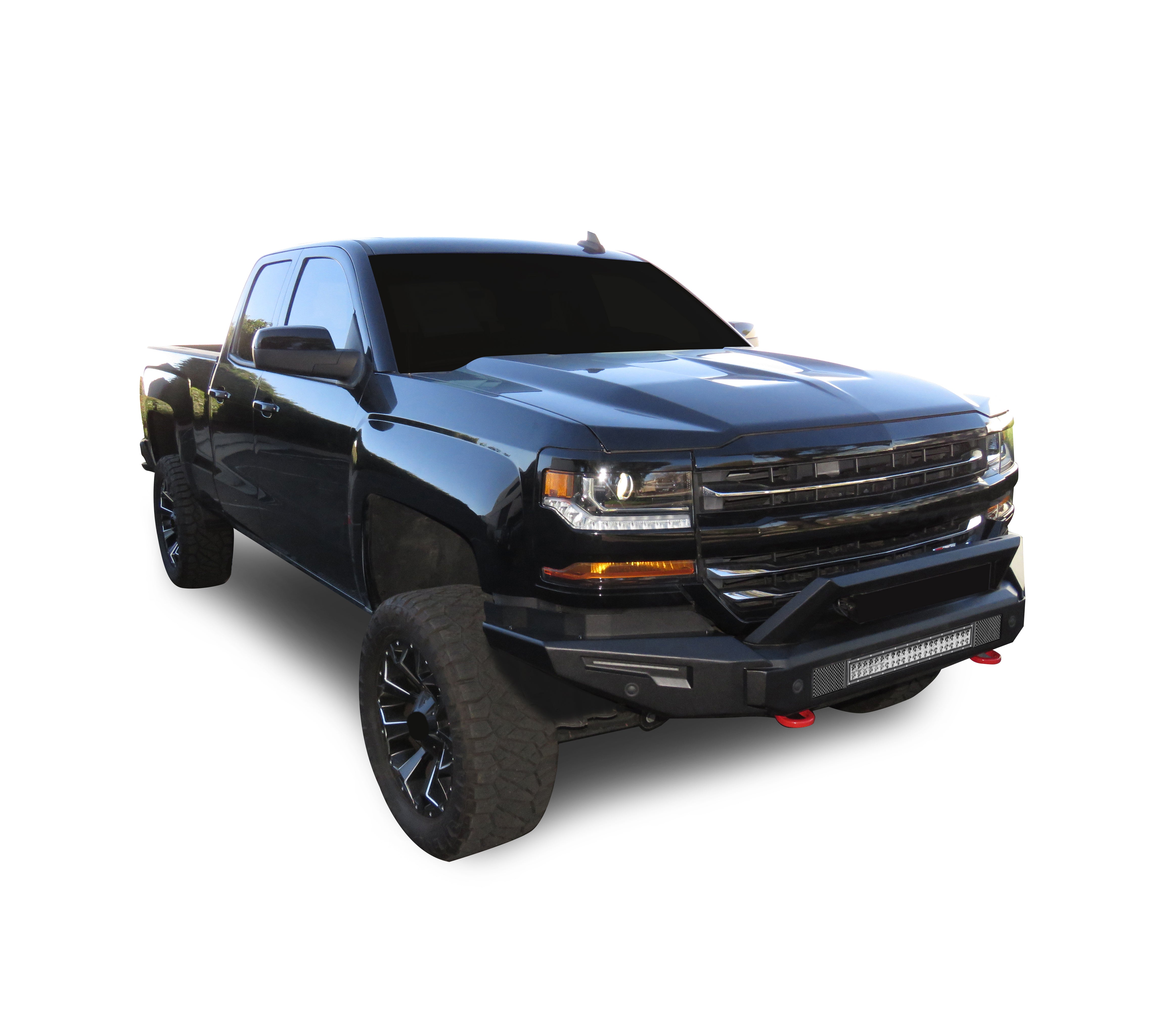 2016-2019 Chevrolet Silverado 1500 Armour Ii Heavy Duty Modular Front Bumper Kit Modular Full Set (Bumper, Bull Nose, & Skid Plate)& Includes 1 20in Double Row LED Light Bar | Black Horse Off Road - Image 4