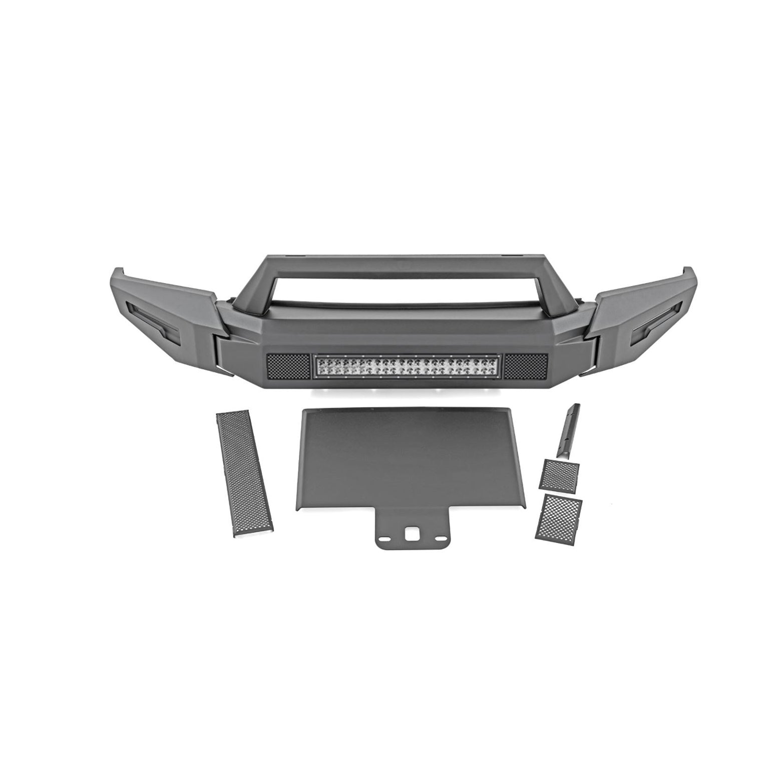 2016-2019 Chevrolet Silverado 1500 Armour Ii Heavy Duty Modular Front Bumper Kit Modular Full Set (Bumper, Bull Nose, & Skid Plate)& Includes 1 20in Double Row LED Light Bar | Black Horse Off Road - Image 6
