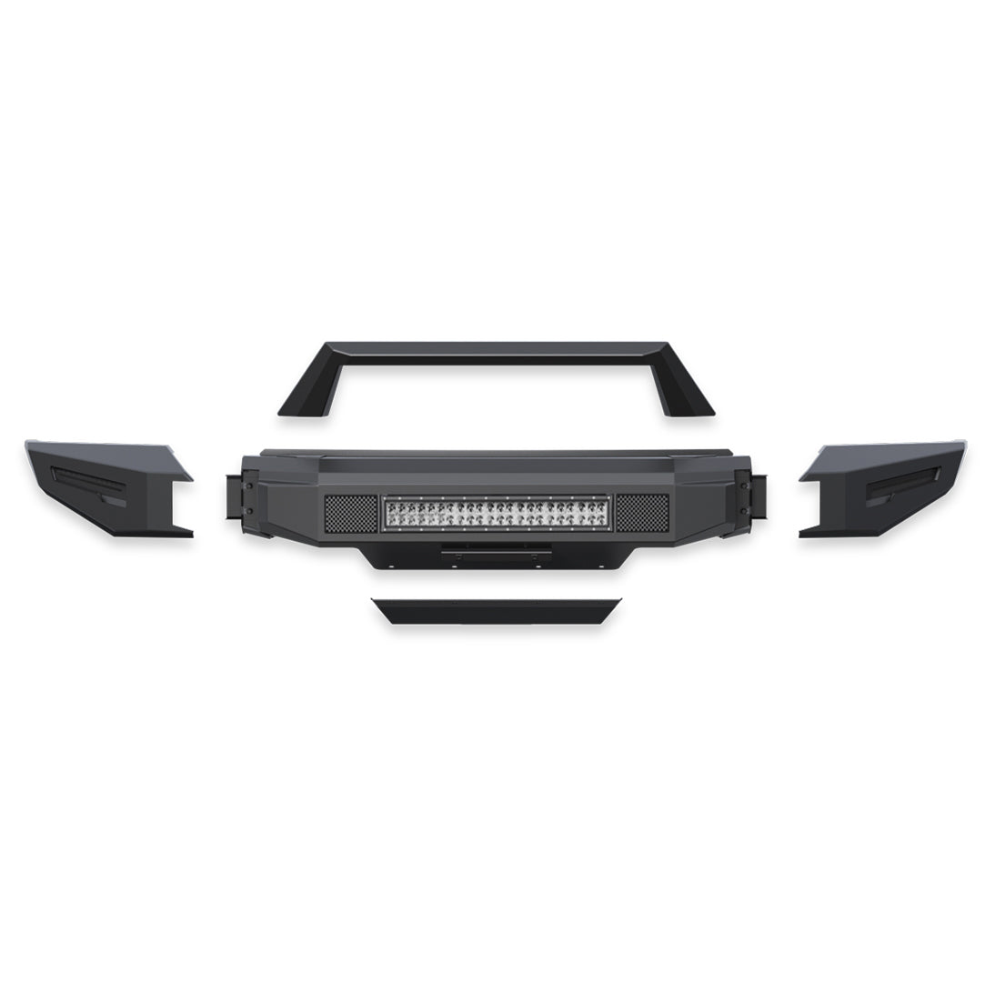 2015-2019 Chevrolet Silverado 2500 Hd Armour Ii Heavy Duty Modular Front Bumper Kit Modular Full Set (Bumper, Bull Nose, & Skid Plate)& Includes 1 20in Double Row LED Light Bar | Black Horse Off Road - Image 7