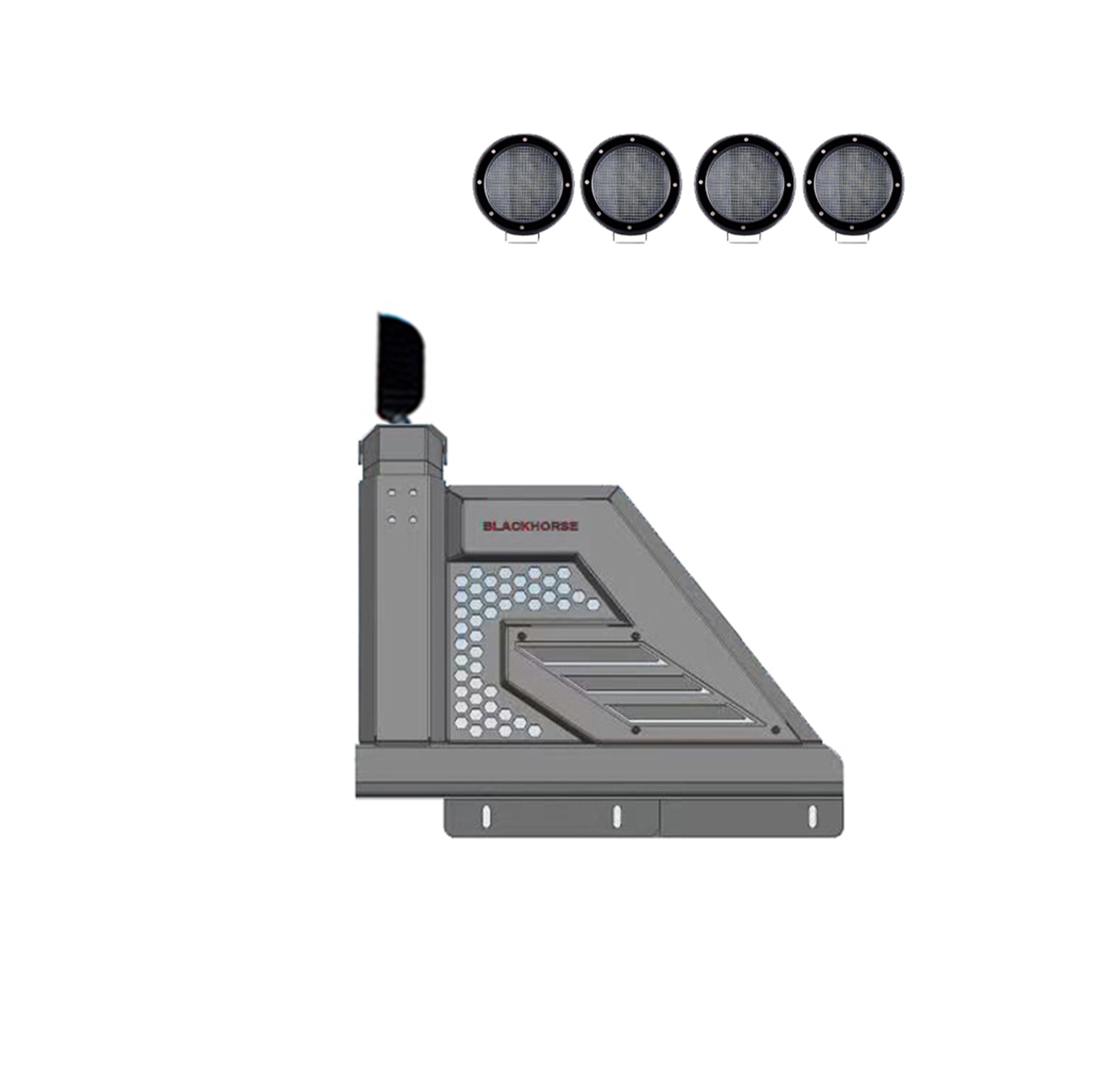 Armour Ii Roll Bar Kit 2 sets of 5.3" Dia. Black LED Flood Lights w/ Harness and Switch | Black Horse Off Road - Image 9